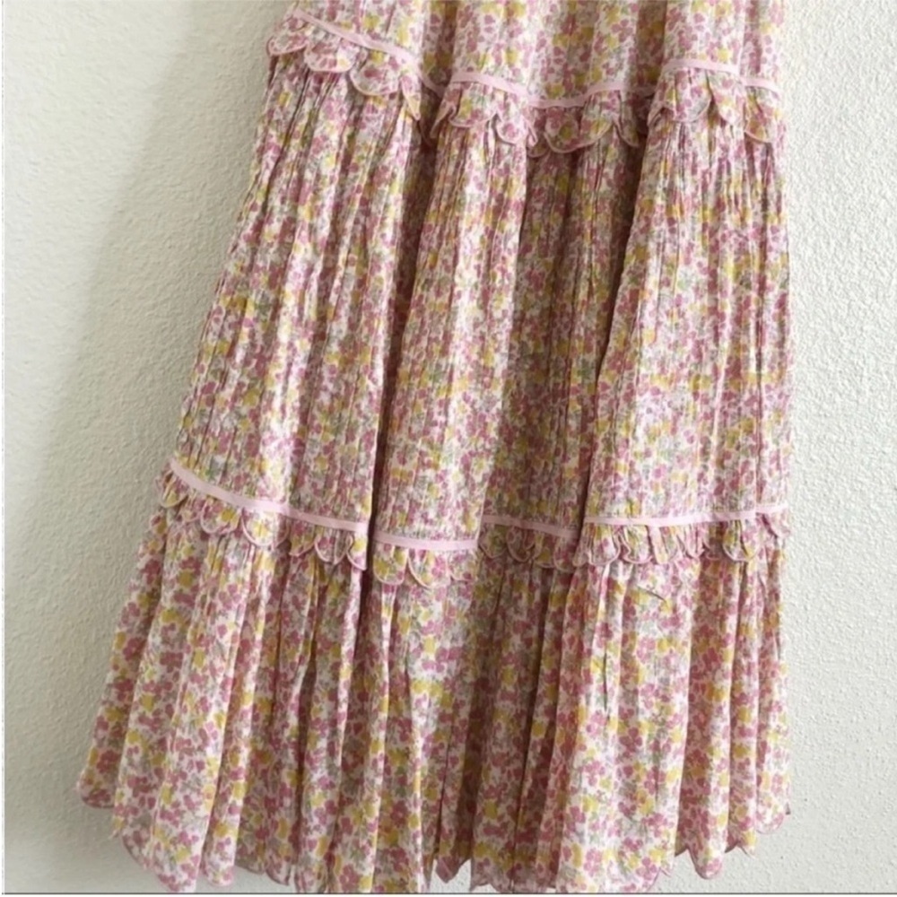 LoveShackFancy Masie Floral Midi Dress Fruity Punch - Picture 5 of 8